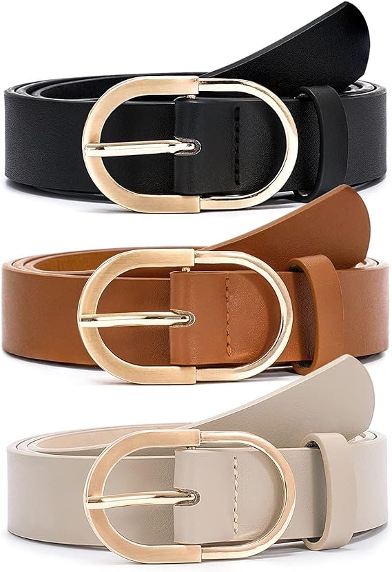 Women's Belts for Jeans Pants Fashion Gold Buckle thumbnail 2