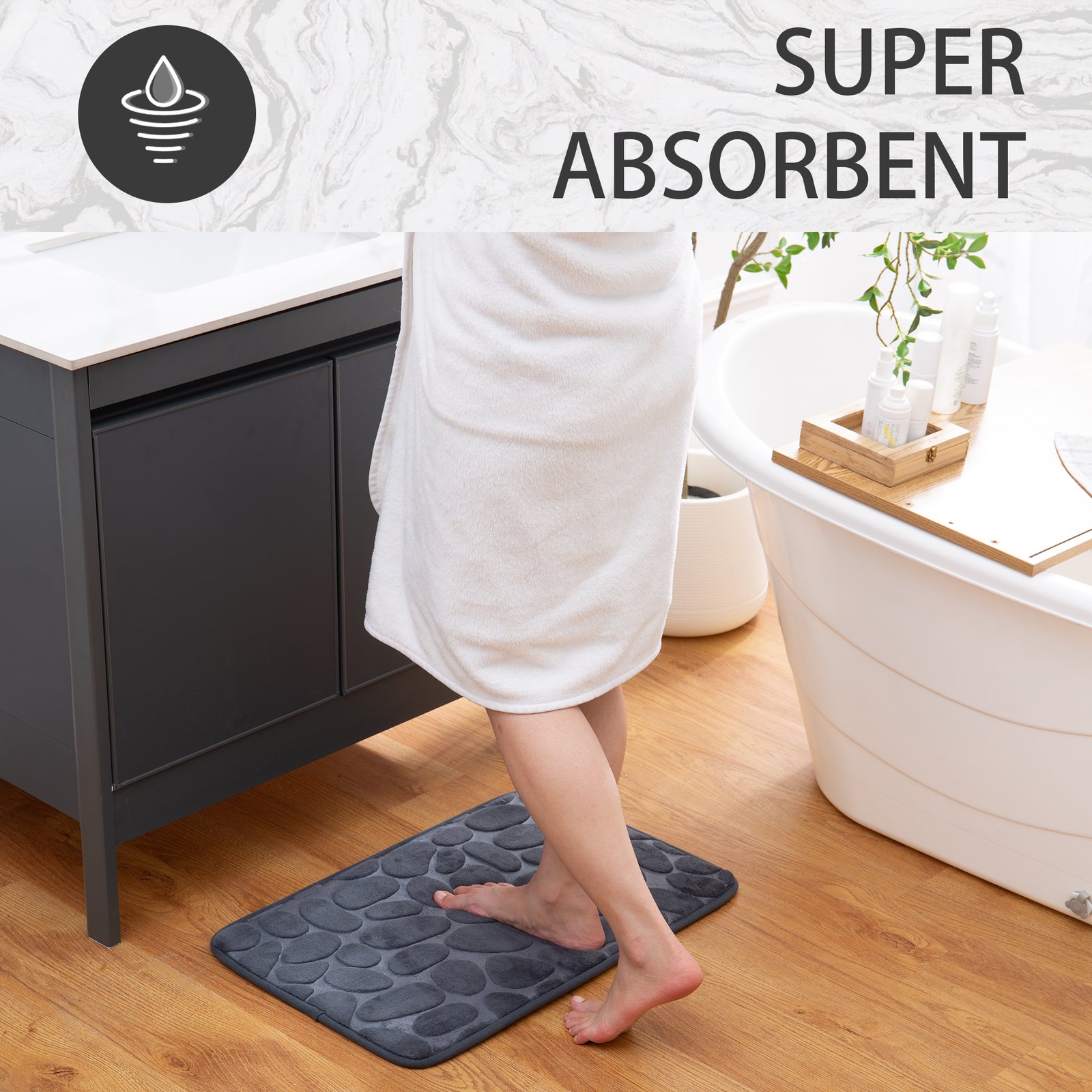 1pc Soft and Comfortable Memory Foam Anti Slip Bath Rug thumbnail 6