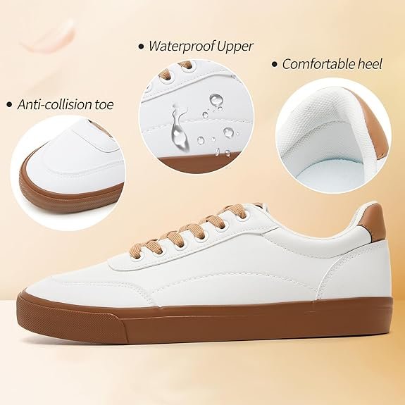 Classic Casual Sneakers for Men Comfortable PU Leather Tennis Shoes thumbnail 4