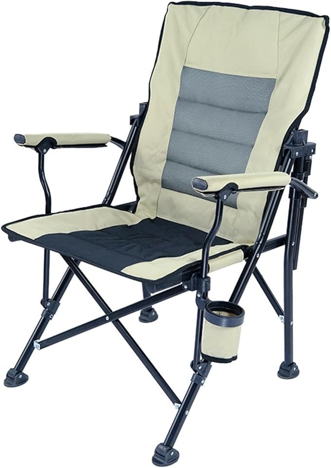 Folding Camping Chair with Cup Holder Side Pocket Portable Outdoor Garden Chair thumbnail 5