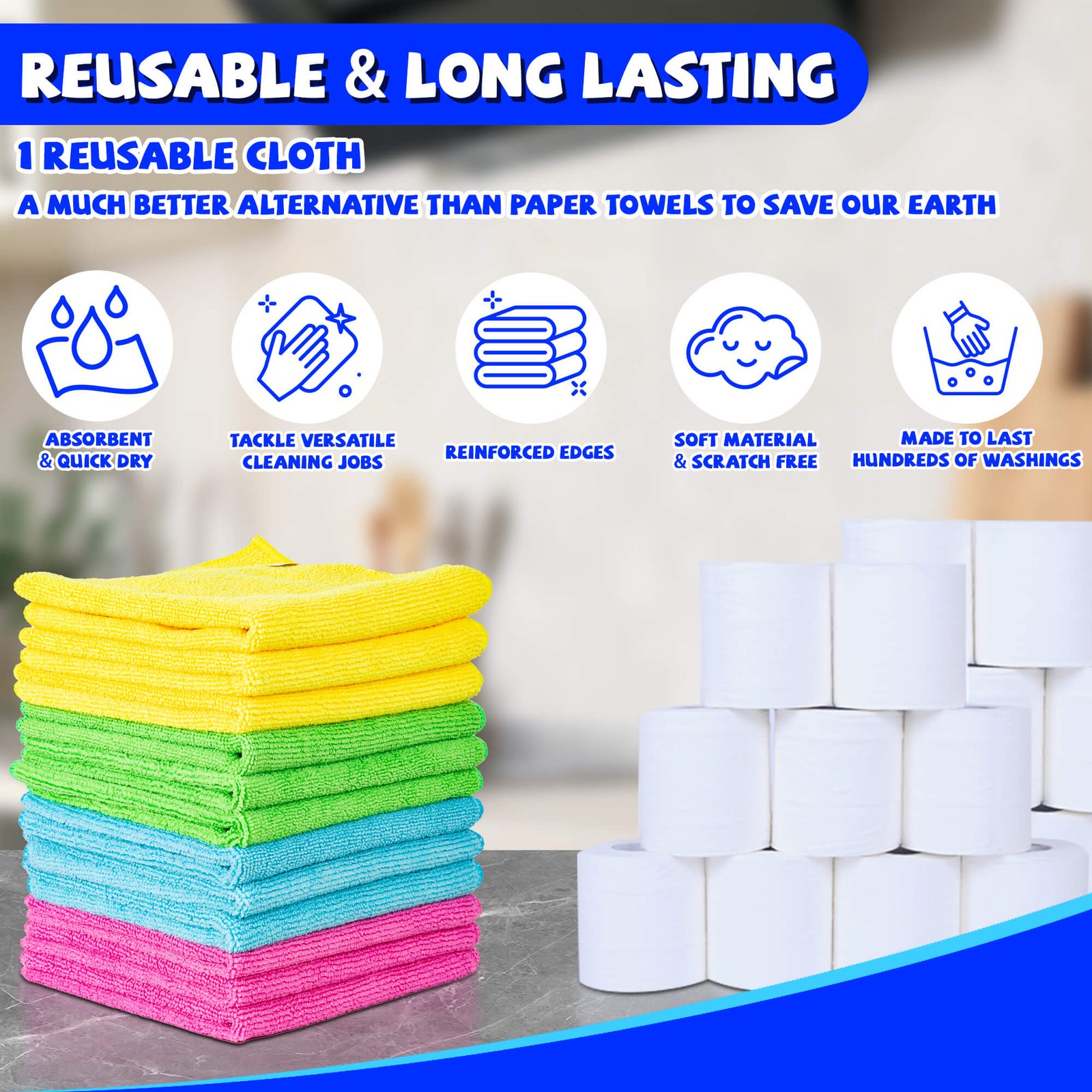 Pack of 12 Microfiber Cleaning Cloth thumbnail 4