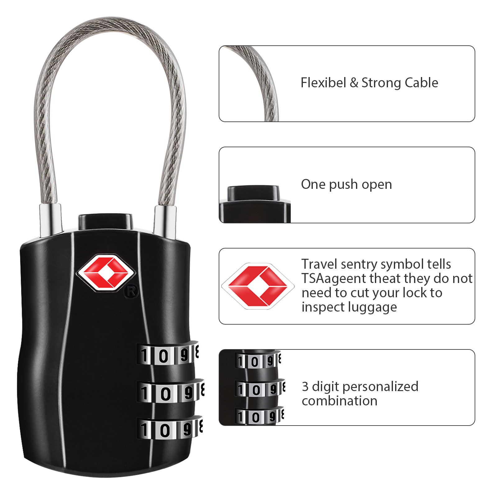2 Pack Luggage Locks thumbnail 2