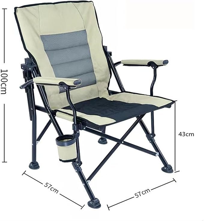 Folding Camping Chair with Cup Holder Side Pocket Portable Outdoor Garden Chair thumbnail 2