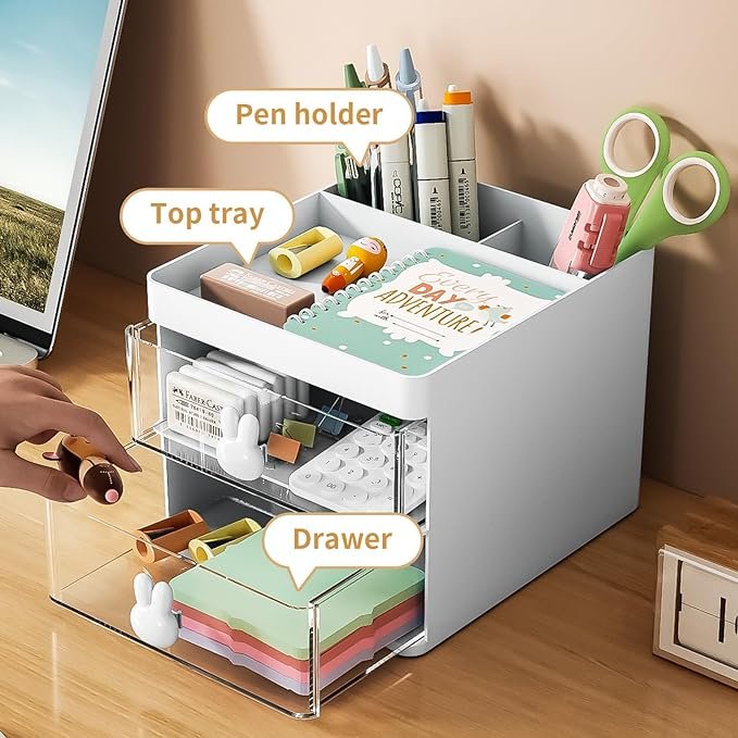 Small Desk Organizer with Drawers thumbnail 2