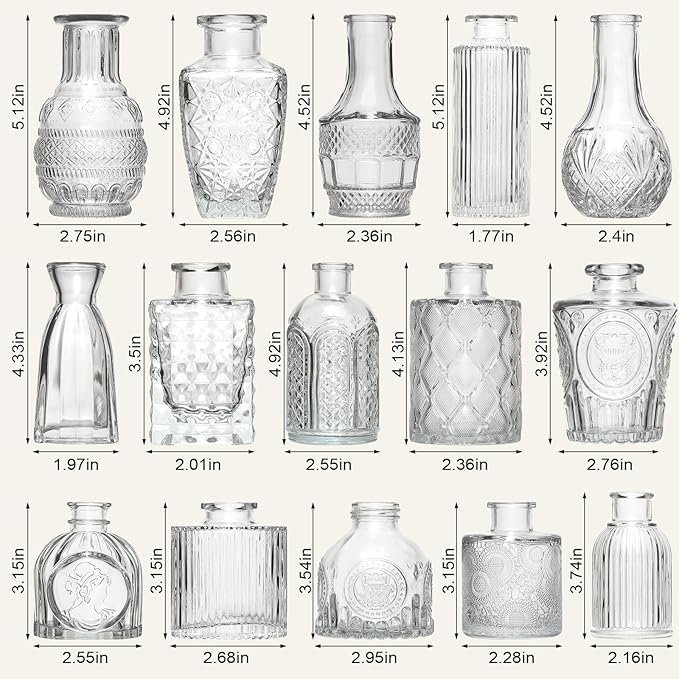 Elegant Vintage Glass Bud Vases , Set of 16 thumbnail 5