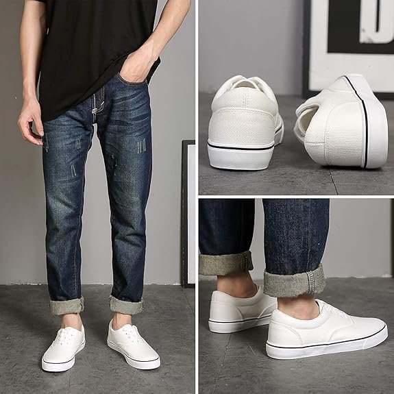 Men's Low Top Canvas Walking Shoes Casual Lace Up Fashion Sneakers thumbnail 2