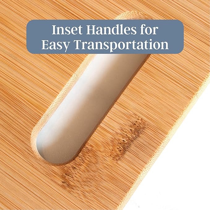 Bamboo Cutting Board Set 3 Durable, Eco Friendly Wooden Chopping Boards for Kitchen Food Prep, Meat, Vegetables and Fruits thumbnail 3