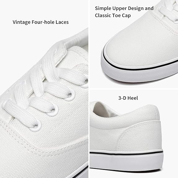 Men's Low Top Canvas Walking Shoes Casual Lace Up Fashion Sneakers thumbnail 4