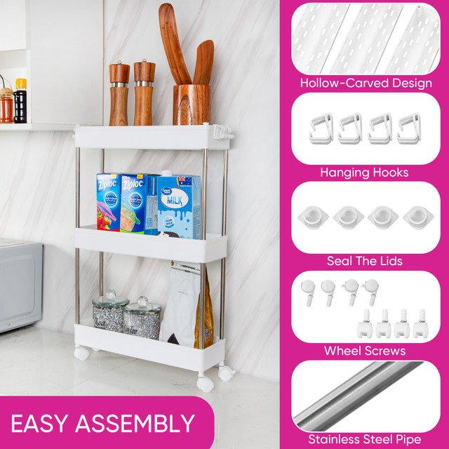 Slim Storage Trolley Compact 3 Tier Storage Solution thumbnail 4