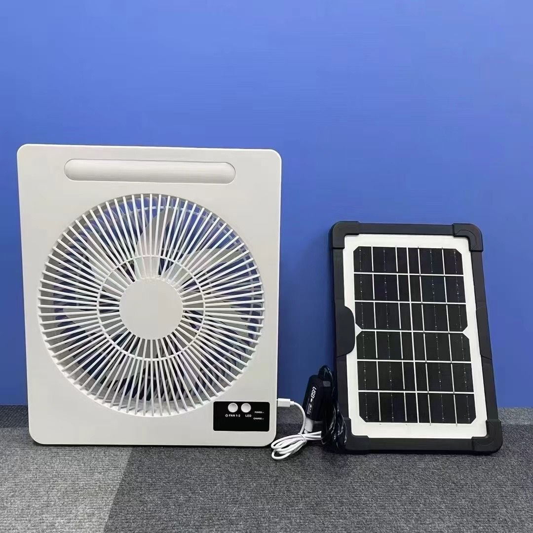 Solar Rechargeable Box Fan with LED Light thumbnail 2