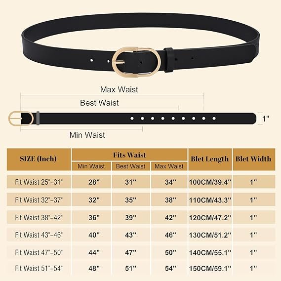 Women's Belts for Jeans Pants Fashion Gold Buckle thumbnail 3