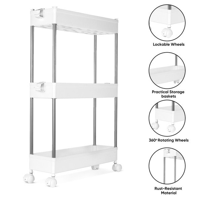 Slim Storage Trolley Compact 3 Tier Storage Solution thumbnail 7