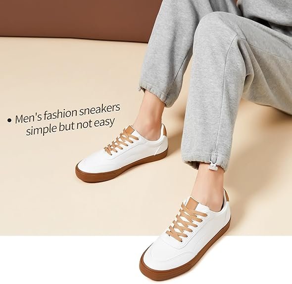Classic Casual Sneakers for Men Comfortable PU Leather Tennis Shoes thumbnail 3