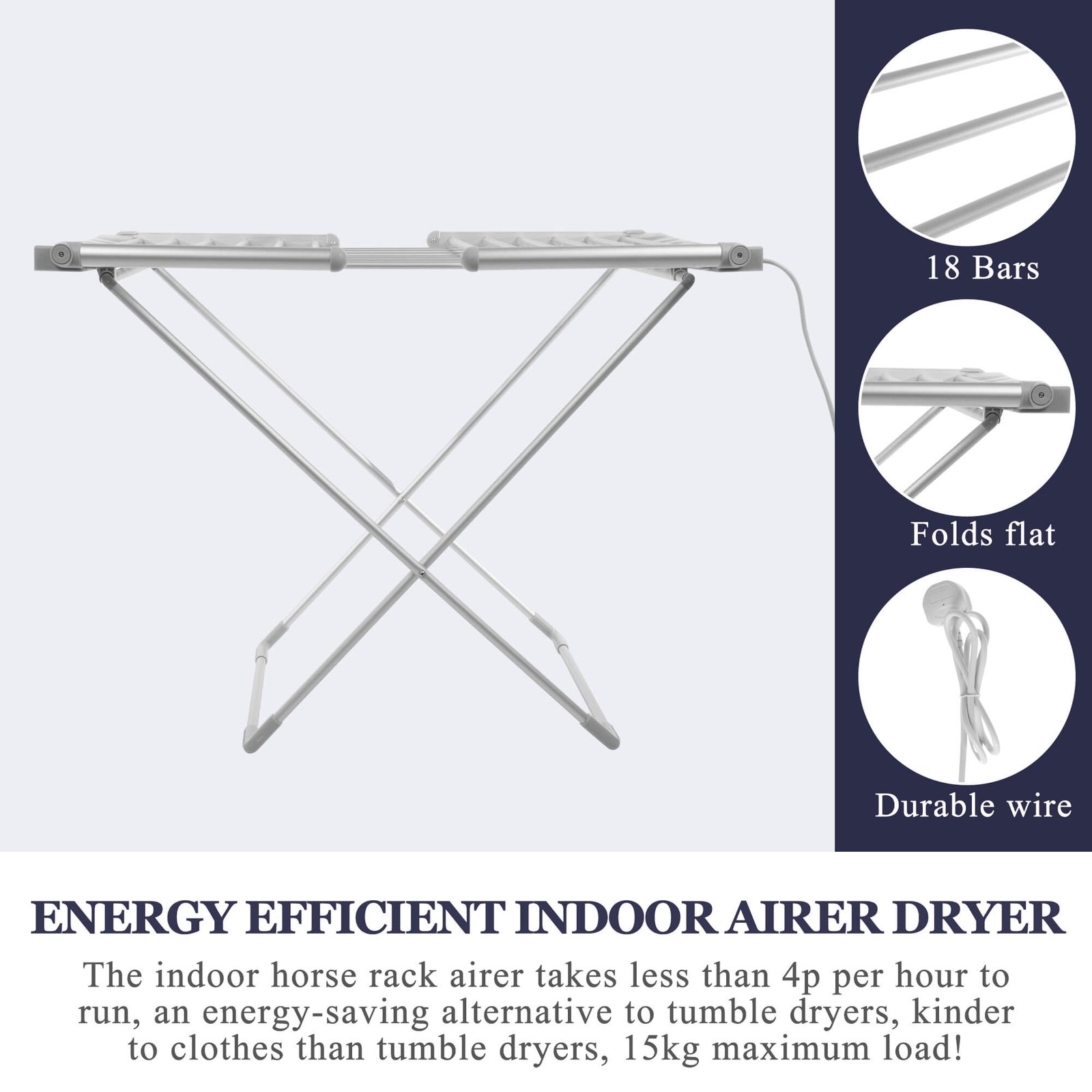 Wing Heated Clothes Foldable Airer thumbnail 3