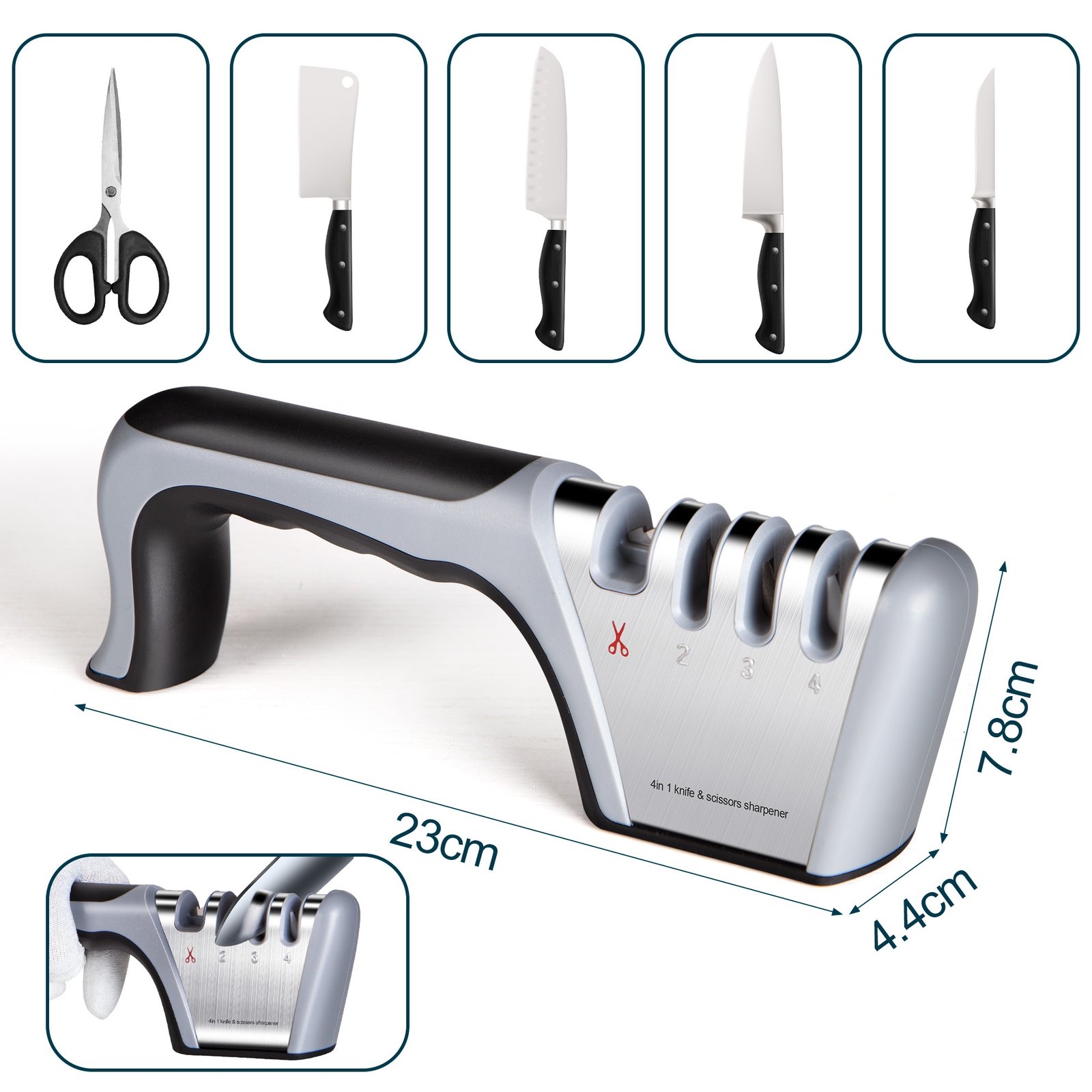 4 In1 Knife and Scissors Sharpener with Gloves thumbnail 4