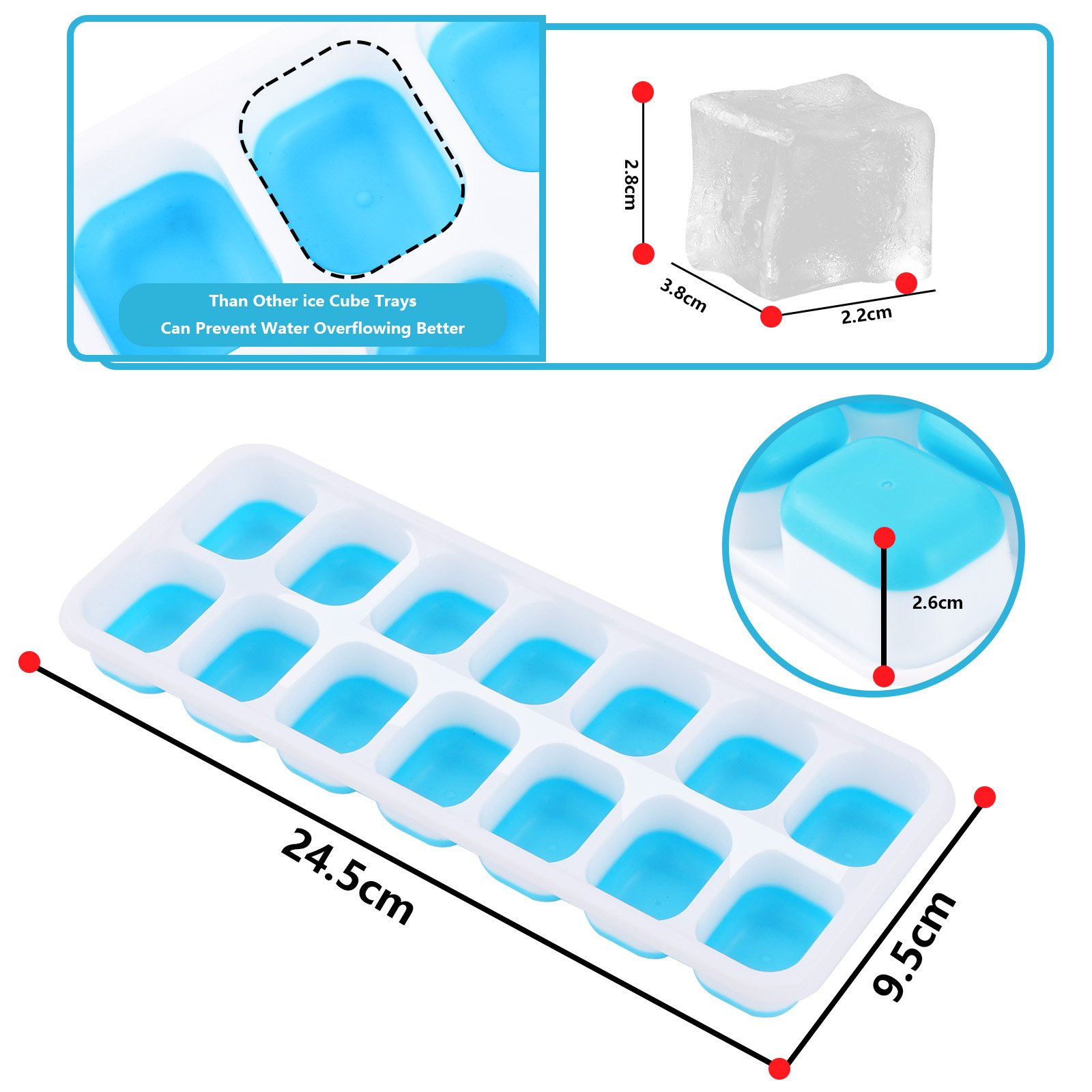 ice cube tray, Pack of 2 Silicone Ice Cube Trays with Lid thumbnail 2