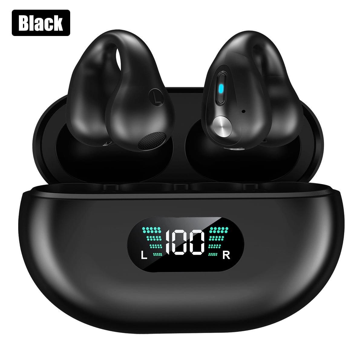 Bluetooth 5.3 Wireless Earbuds Ear Clip Bone Conduction Headphones Sport Headset Black