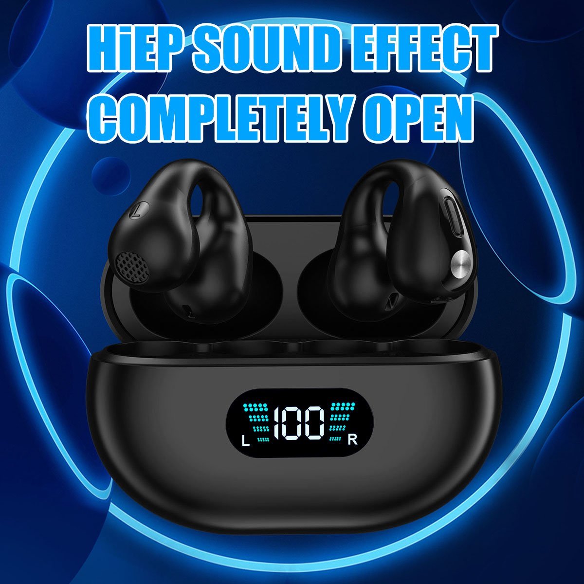 Bluetooth 5.3 Wireless Earbuds Ear Clip Bone Conduction Headphones Sport Headset Black thumbnail 5