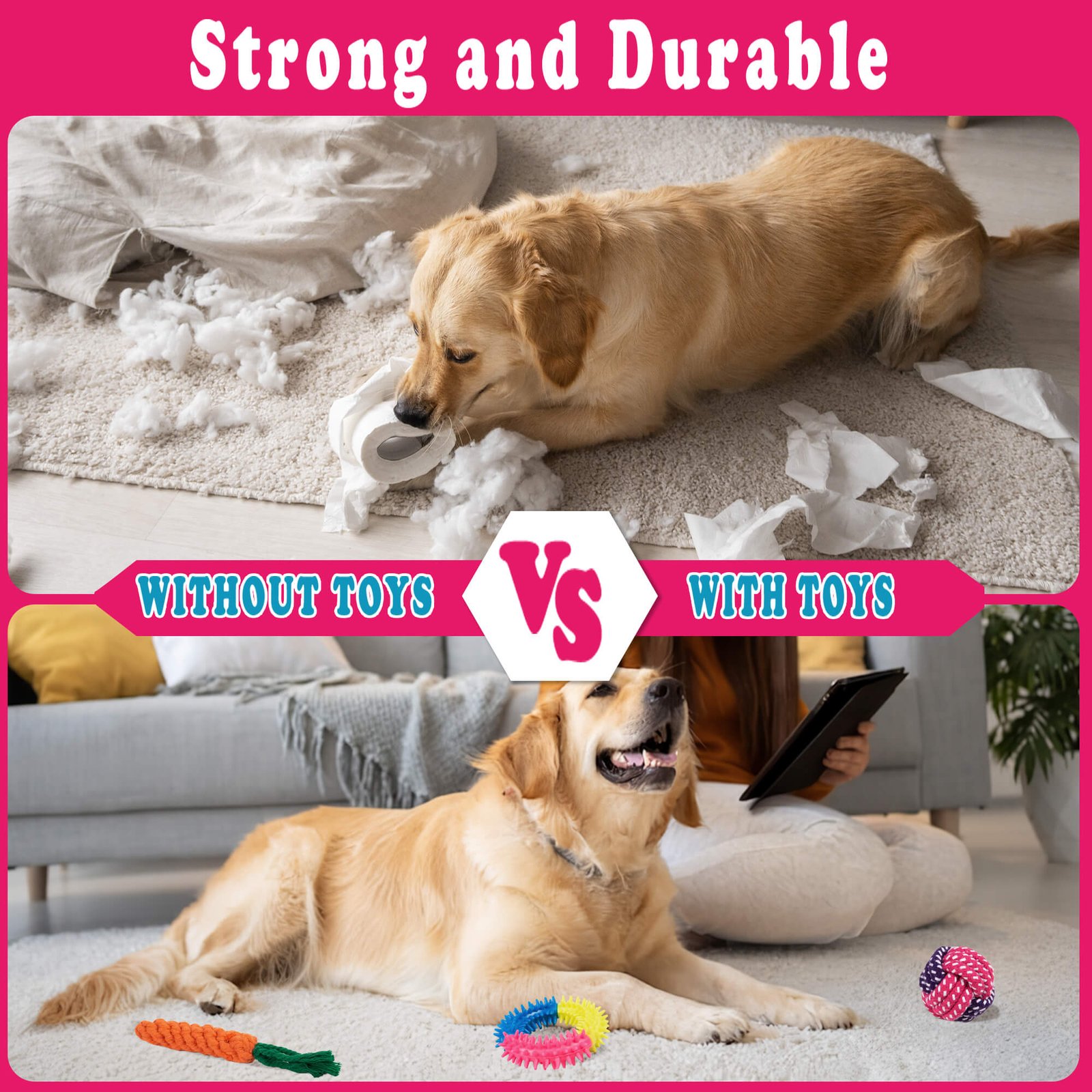 Pet dog cotton ball rope thumbnail 4