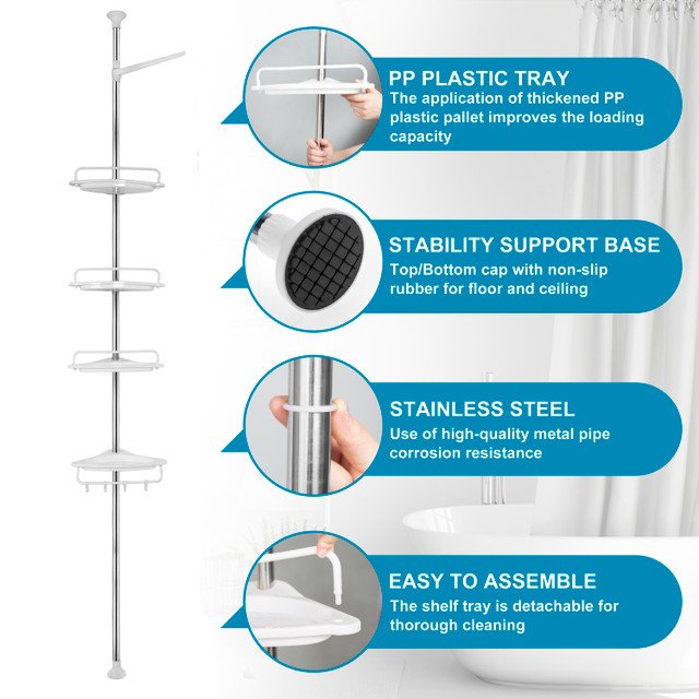 4 Tier Bathroom Corner Shelf